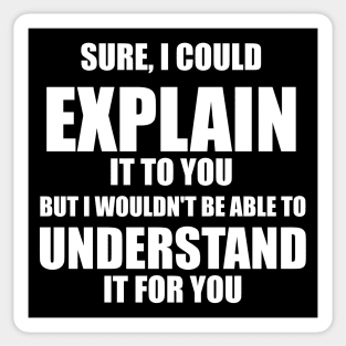 I Could Explain It To You But I Can't Understand It For You Sarcastic Funny Gift Sticker